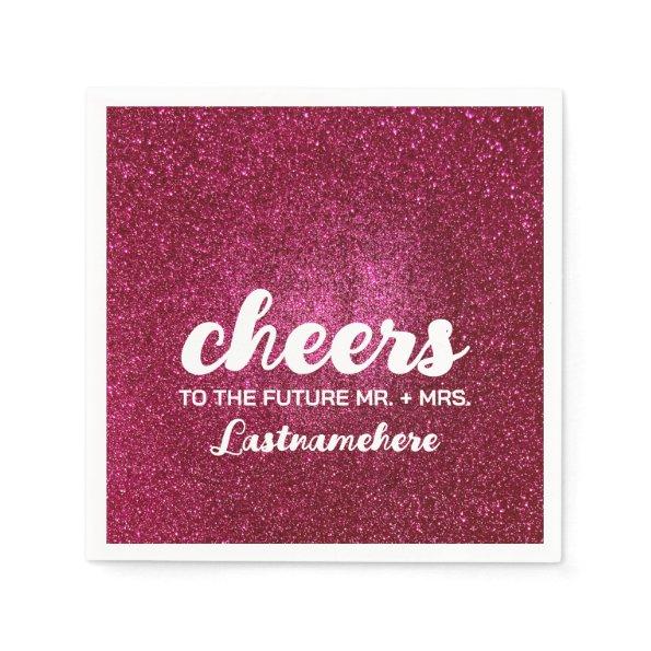 Modern Glitter Glam Sparkle Future Mrs. Cheers Napkins