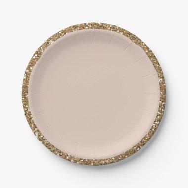 Modern Glitter Rose Gold Blush Glam Sweet 16 Party Paper Plates