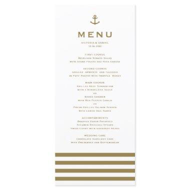 Modern Gold and White Anchor Nautical Wedding Menu