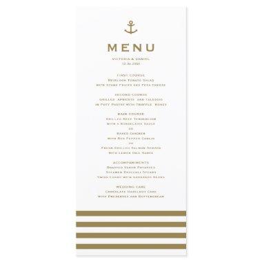 Modern Gold and White Anchor Nautical Wedding Menu