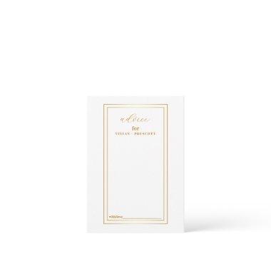 Modern Gold and White Wedding  Advice Card