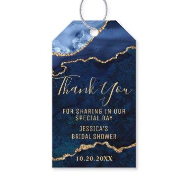 Modern Gold Blue Favor Bridal Shower Thank You Gift Tags