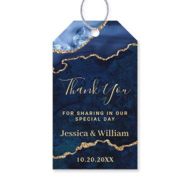 Modern Gold Blue Marble Favor Thank You Gift Tags