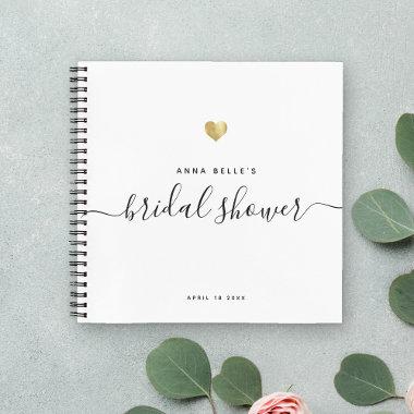 Modern Gold Chic Script Bridal Shower Guest Notebook