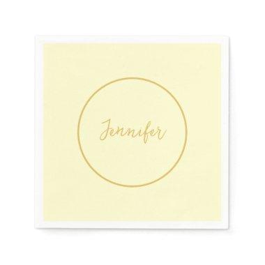 Modern Gold & Cream Color Calligraphy Plain Unique Napkins