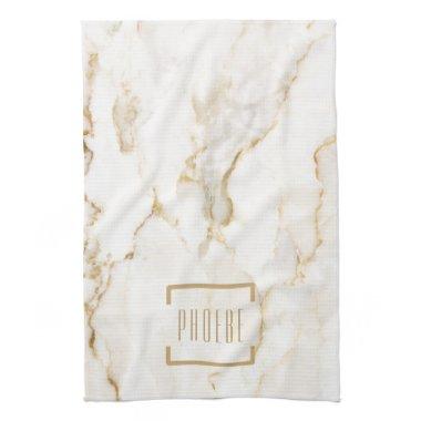 Modern Gold Effect Marble Pattern Kitchen Towel