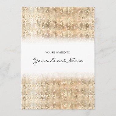 Modern Gold Faux Sequins Festive Party Invitations