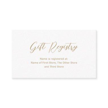 Modern Gold Gift Registry Simple Baby Shower Enclosure Invitations