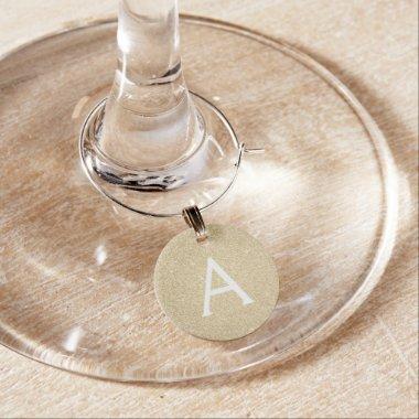 Modern Gold Glitter and Sparkle Monogram Wine Charm