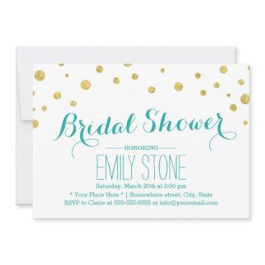 Modern Gold Glitter Confetti Dots Bridal Shower Invitations