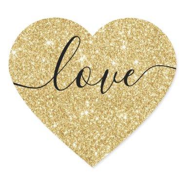 Modern Gold Glitter Love Script Wedding Seal