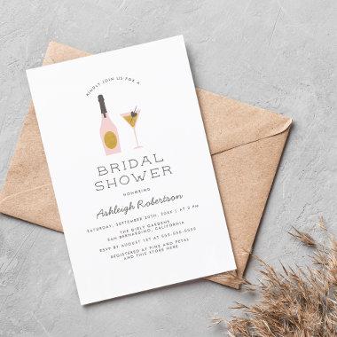 Modern Gold Glitter & Pink Cocktails Bridal Shower Invitation PostInvitations
