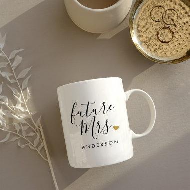 Modern Gold Heart Future Mrs. Engagement Gift Coffee Mug