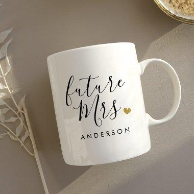 Modern Gold Heart Future Mrs. Engagement Gift Coffee Mug