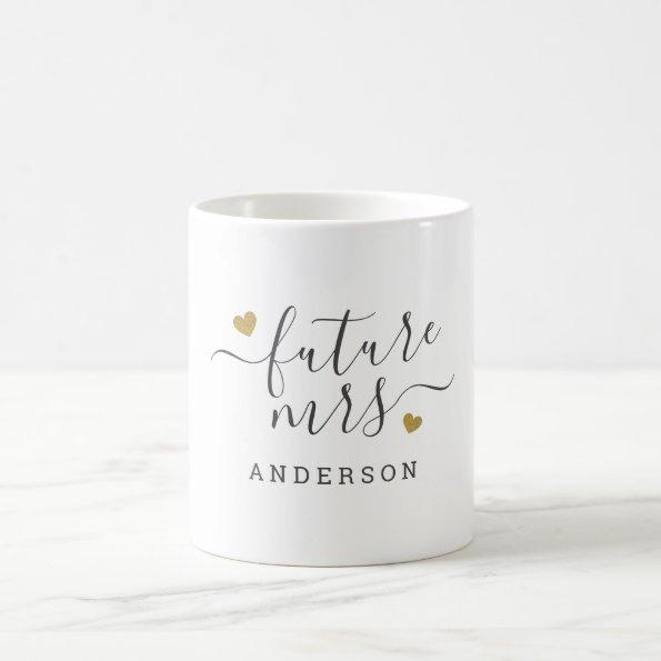 Modern Gold Hearts Future Mrs. Bride to Be Coffee Mug