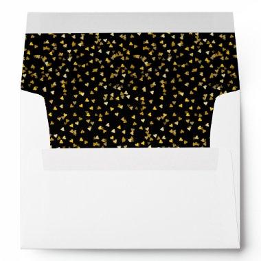 Modern Gold Love Hearts Confetti Return Address Envelope