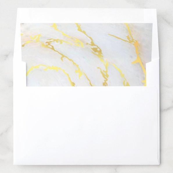 Modern Gold Marble Glam Golden Wedding Elegant Envelope Liner