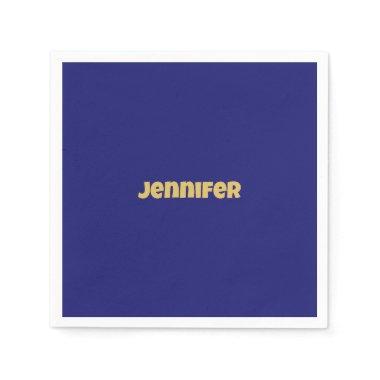 Modern Gold Midnight Blue Color Plain Unique Napkins