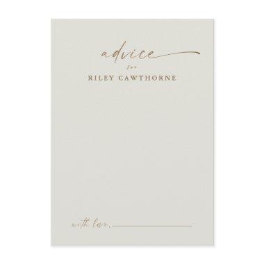 Modern Gold Script Boho Wedding Advice Card
