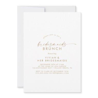 Modern Gold Script Bridesmaids Brunch Invitations