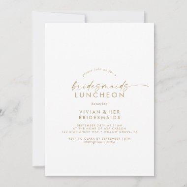 Modern Gold Script Bridesmaids Luncheon Invitations