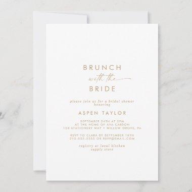 Modern Gold Script Brunch with the Bride Shower Invitations