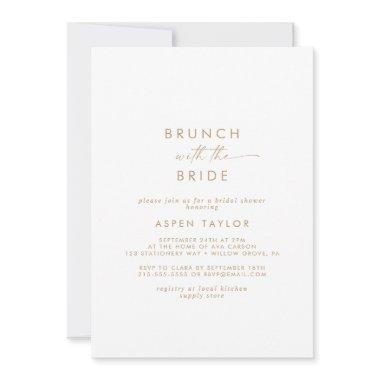 Modern Gold Script Brunch with the Bride Shower Invitations