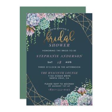 Modern Gold Script Cute Succulents
