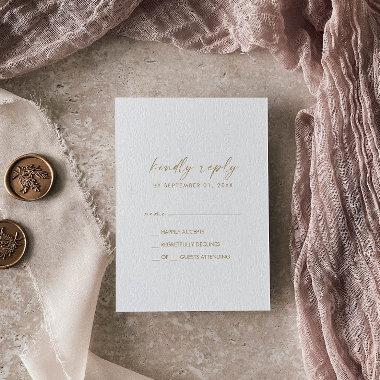 Modern Gold Script Simple RSVP Card