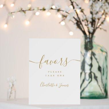 Modern Gold Script Wedding Favors Table Sign