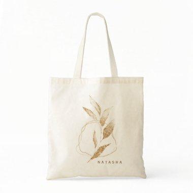 Modern Gold Shape Botanical Leaf Bridesmaid Tote Bag