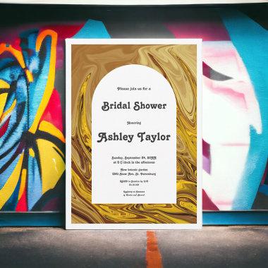 Modern Gold Terracotta Abstract Art Bridal Shower Invitations