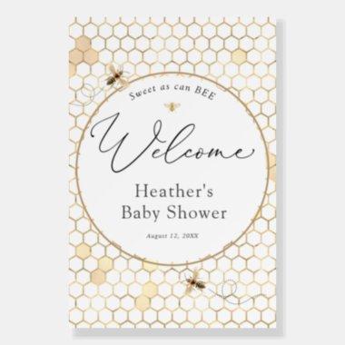 Modern Golden Bee Baby Shower Welcome Poster