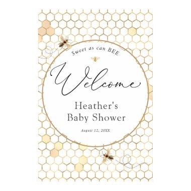 Modern Golden Bee Baby Shower Welcome Poster