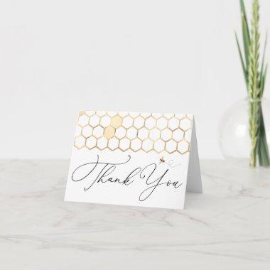 Modern Golden Bee Thank You Note Invitations