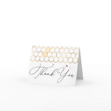 Modern Golden Bee Thank You Note Invitations