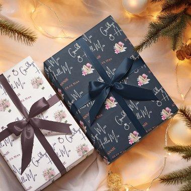 Modern Goodbye Miss Hello Mrs Blue  Wrapping Paper