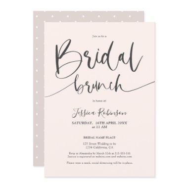 Modern gray blush pink script trendy bridal brunch