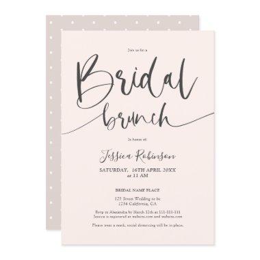 Modern gray blush pink script trendy bridal brunch Invitations