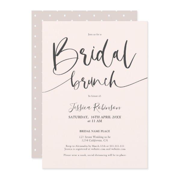 Modern gray blush pink script trendy bridal brunch