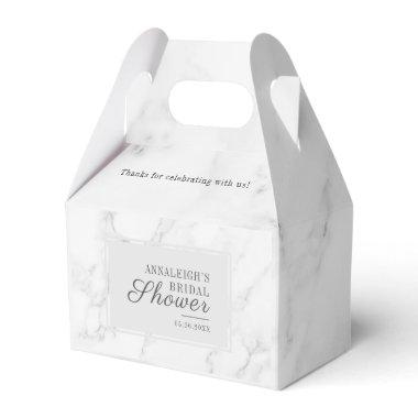 Modern Gray Marble Pattern Script Bridal Shower Favor Boxes