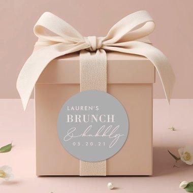 Modern Gray Pink Brunch and Bubbly  Classic Round Sticker
