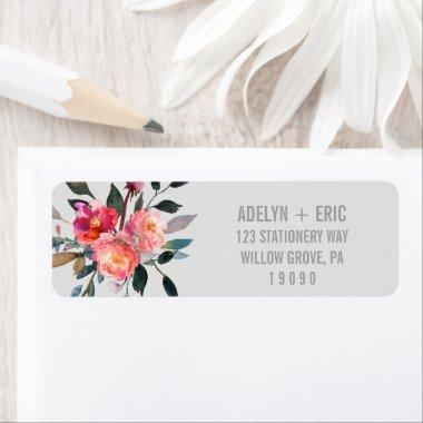 Modern Gray | Winter Flower Wedding Label