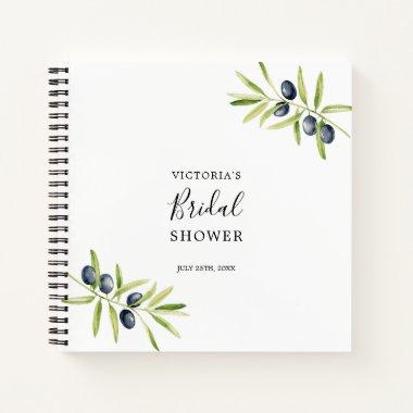 Modern Green Olive Branch Bridal Shower Gift List Notebook
