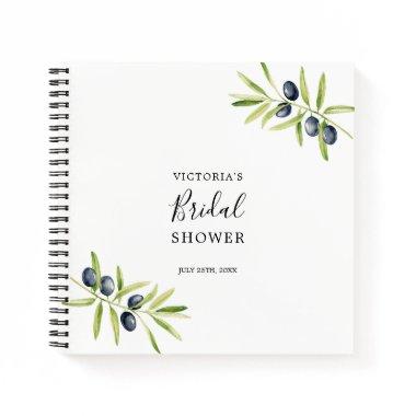 Modern Green Olive Branch Bridal Shower Gift List Notebook