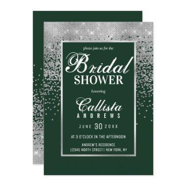 Modern Green Silver Glitter Confetti