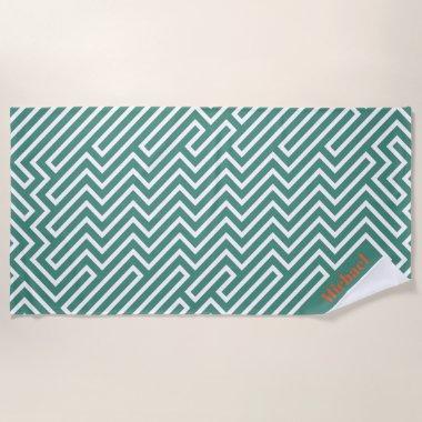 Modern Green White Design Bachelor Party Favor Beach Towel