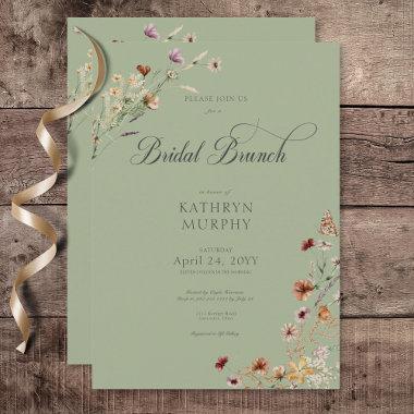 Modern Green Wildflower Bouquet Bridal Brunch