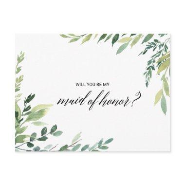 Modern Greenery Botanical Foliage Maid of Honor Invitation PostInvitations