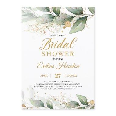 Modern greenery eucalyptus leaves Bridal Shower Invitations